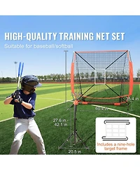 Mecale 5 x 5 Ft Baseball Softball Practice Net with Bow Frame and Carry Bag
