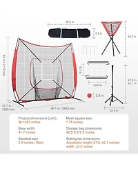 Mecale 7 x 7 Ft Baseball Softball Practice Net with Bow Frame, Tee and Ball Collector