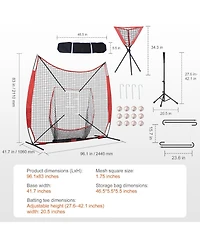 Mecale 7 x 7 Ft Baseball Softball Practice Net with Bow Frame, Tee, 12 Balls and Ball Collector