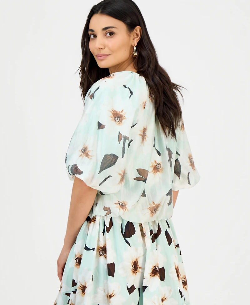 I.n.c. International Concepts Petite Puff-Sleeve Bubble Blouse, Macy's Exclusive