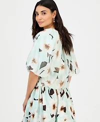 I.n.c. International Concepts Petite Puff-Sleeve Bubble Blouse, Macy's Exclusive