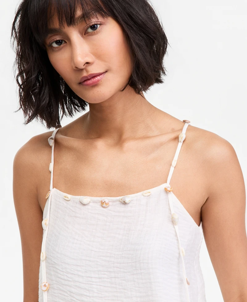 On 34th Women's Beaded-Strap Cropped Gauze Tank Top, Macy's Exclusive