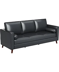 gaomon 86" Faux Leather Sofa, Mid Century Modern Deep Seat Couch, Couch with Upholstered Cushion and Removable Cover.