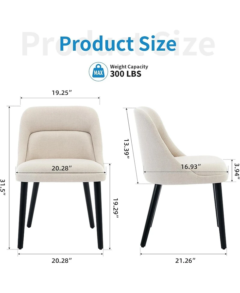 gaomon Linen Dining Chairs Set Upholstered Chairs with Wood Legs