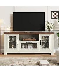 gaomon Tv Stand for 65 Inch Tv, Farmhouse Entertainment Center with Acrylic Door Storage Cabinet & Adjustable Shelves