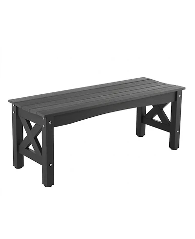 Gouun 44.5-Inch Weatherproof Plastic Outdoor Bench with Adjustable Feet