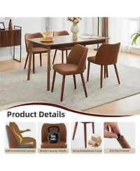 gaomon Dining Chair Set of 6,Linen Upholstered Dining Chair with Solid Wood Legs,Wing Backrest,Wooden Kitchen Chair,Kitchen Chairs with Thick Cushions