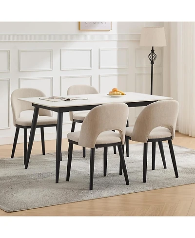 gaomon Upholstered Dining Chairs Set of 4,Modern Fabric Dinner Chairs with Wood Legs,Large Dining Room Kitchen Chairs with High Back and Deep Seat