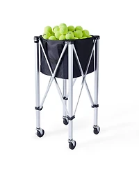 Mecale Tennis Ball Hopper Cart Holds 180 Balls, Aluminum Frame with Wheels and Removable Bag
