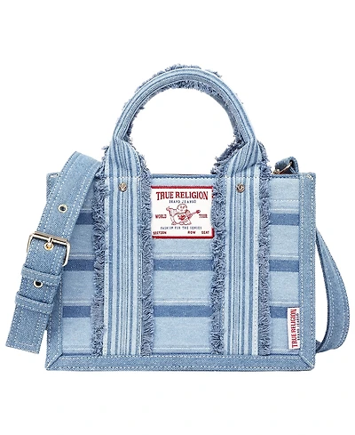 True Religion Multi-Stripe Modern Tote with Removable Crossbody Strap