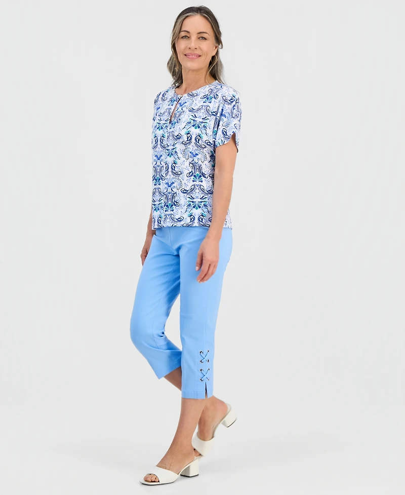 Jm Collection Petite Luca Paisley Keyhole Top, Macy's Exclusive