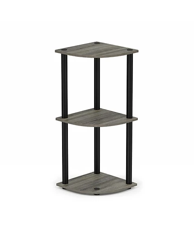 Homlux 3 Tier Decorative Corner Bookshelf Display Rack, Gray