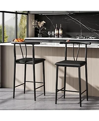 gaomon Bar Stools Set of 2 with Backrest and Footrest,Kitchen Barstools with Thick Cushion,25 in Counter Height Bar Stools,for Dining Room,Kitchen