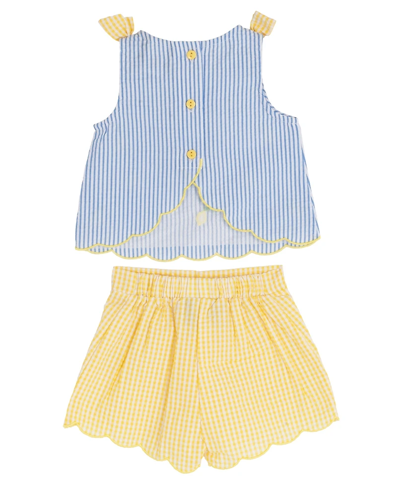 Rare Editions Baby Girls' Striped Seersucker Top and Elastic Waistband Shorts, 2-Piece Set