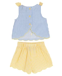 Rare Editions Baby Girls' Striped Seersucker Top and Elastic Waistband Shorts, 2-Piece Set