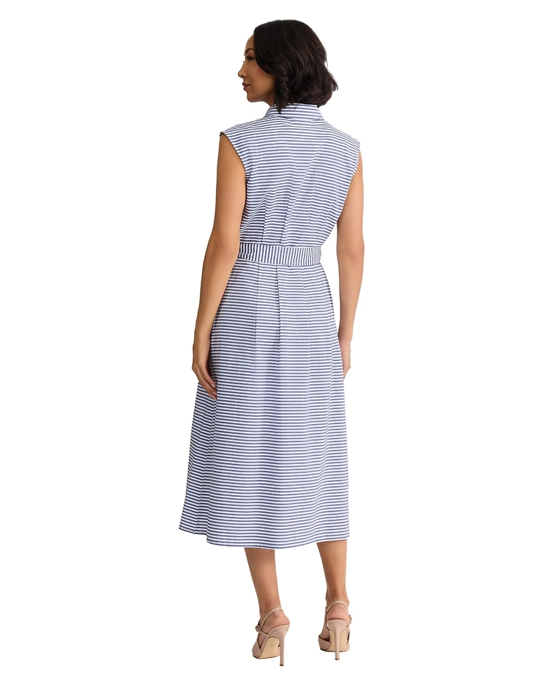 Jones New York Women's Sleeveless Collared Cotton Shirtdress