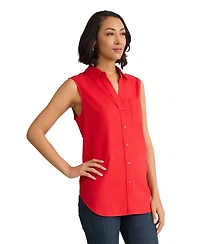 Jones New York Women's Sleeveless Collared Button Front Shirt