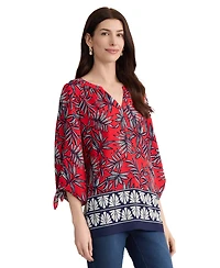 Jones New York Women's 3/4-Length Sleeve V-Neck Polyester Blouse