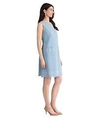 Jones New York Women's Sleeveless Embroidered Midi Shirtdress