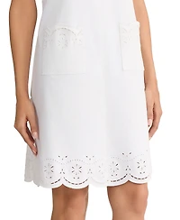 Jones New York Women's Round Neck Embroidered Midi Shirtdress