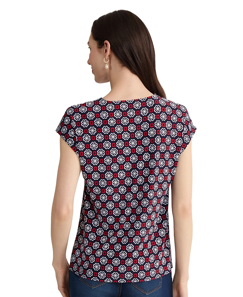 Jones New York Women's Round Neck Printed Jersey Top
