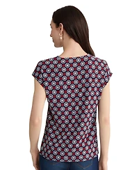 Jones New York Women's Round Neck Printed Jersey Top