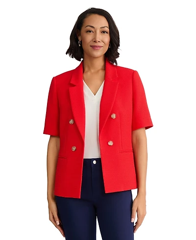 Jones New York Women's Short-Sleeve Notch Collar Polyester Blazer