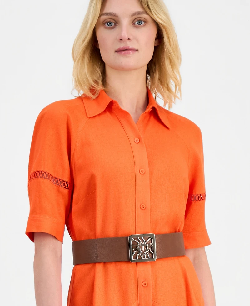 Anne Klein Women's Raglan-Sleeve Midi Shirtdress
