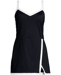 Lands' End Women's V-Neck Wrap Skirt Swim Dress