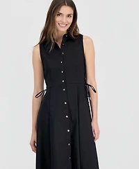 Anne Klein Women's Button-Front Side-Tie Sleeveless Dress