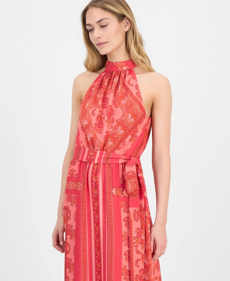 Anne Klein Women's Printed Halter-Neck Maxi Dress