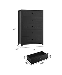 gaomon 5 Drawer Dresser for Bedroom – Modern Simply Chest of Drawers, Wood Storage with Deep Drawers Living Room, Hallway, Entryway