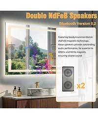 Luvodi Led Bathroom Mirror Wall-Mounted with Bluetooth Speaker, Vanity Mirror Anti Fog with Memory Function