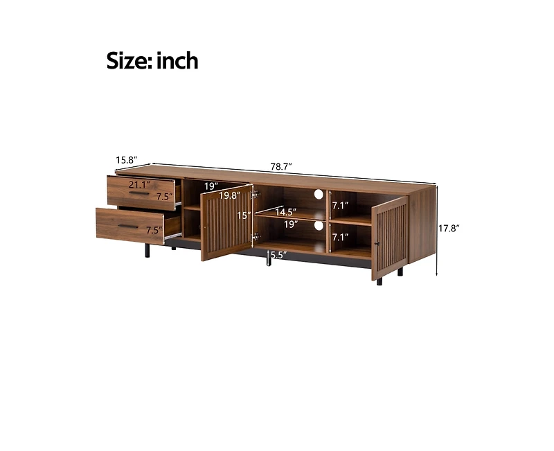 sumyeg 78 inch Modern Cabinet Tv Stand with Deep Drawers & Cable Management, Soft-Closing Hinges