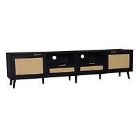 sumyeg 78.8" Cabinet With Storage Rattan Tv Stand & Open Shelf