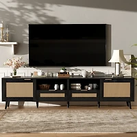 sumyeg 78.8" Cabinet With Storage Rattan Tv Stand & Open Shelf