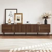 sumyeg 78 inch Modern Cabinet Tv Stand with Fluted Door & Cable Management, Soft-Closing Hinges, Solid Wood Legs