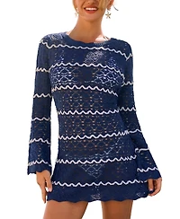 Cupshe Women's Independent Striped Cover-Up Mini Beach Dress