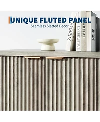 gaomon Fluted Buffet Sideboard Cabinet with Storage,2/4 Doors & Adjustable Shelf,Handle,Spacious Tabletop,Modern Wood Coffee Bar Console Table