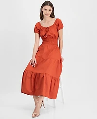 Anne Klein Women's Square-Neck Smocked Tiered Midi Dress