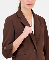Anne Klein Essentials Petite Knit Roll-Tab Blazer