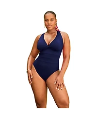 Swimsuits for All Women's Crossback V-Neck One Piece Swimsuit