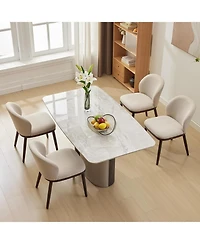 gaomon Dining Chair Set of 6,Modern Upholstered Kitchen Chairs with Ergonomic Back Support,Dining Room Wood Legs