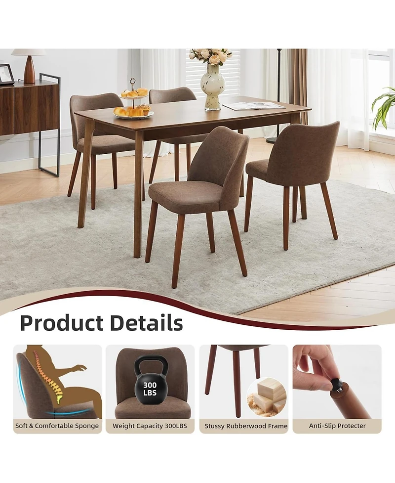 gaomon Leather Dining Chairs Set of 2, Upholstered Wingback Chairs with Wood Legs