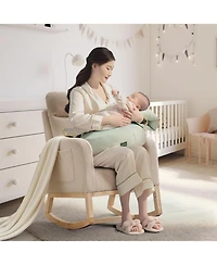 gaomon Upholstered Nursery Glider Rocking Chair with Wood Base