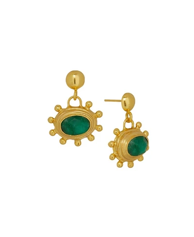 Ottoman Hands Zand Emerald Drop Earrings