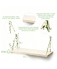 Yigii Leaf Rope Hanging Floating Shelves Wall Swing Storage
