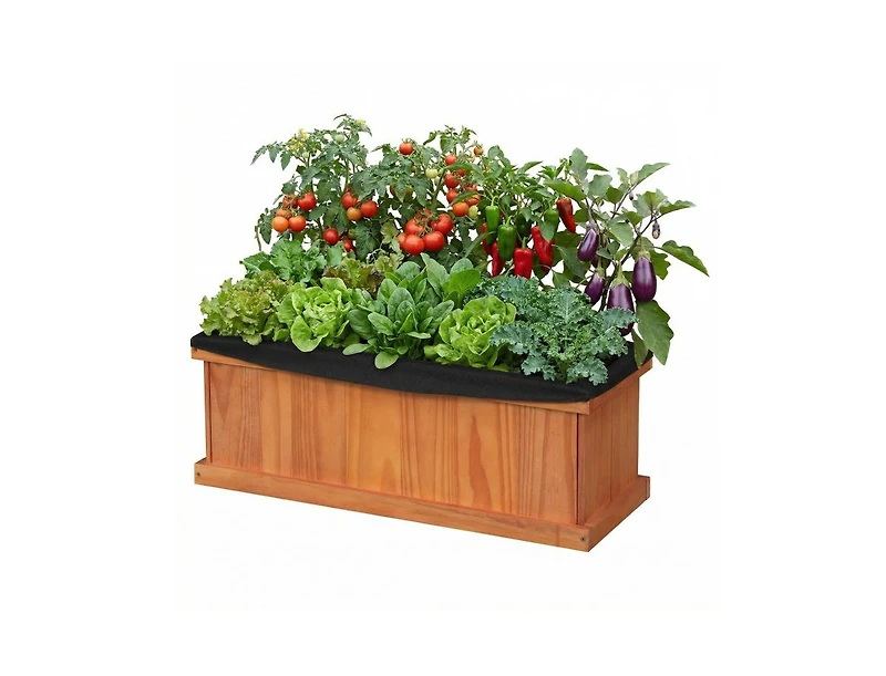 Slickblue Solid Fir Wood Raised Garden Bed with Liner & Drainage