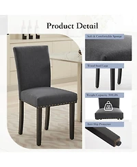 gaomon Parsons Dining Chairs Set of 6, Upholstered Fabric Chairs with Nailhead Trim