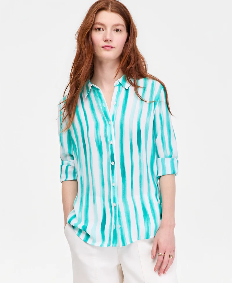 On 34th Women's Button-Front Crepe Shirt, Created for Macy's